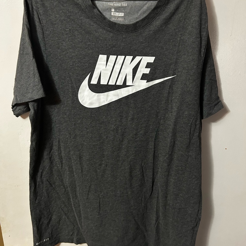 Nike Men's Charcoal Tee with White Logo